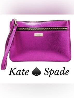 kate spade Metallic Fuchsia Pink Wristlet Cosmetic Pouch